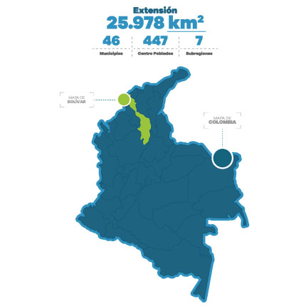 Mapa del departamento de Bolívar