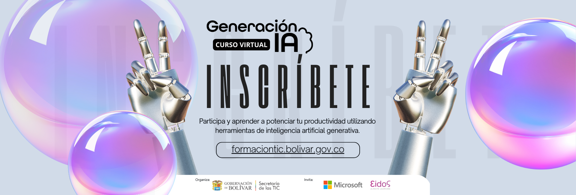 Banner Informativo sobre la inscripción a cursos sobre Inteligencia Artificial - Generación IA