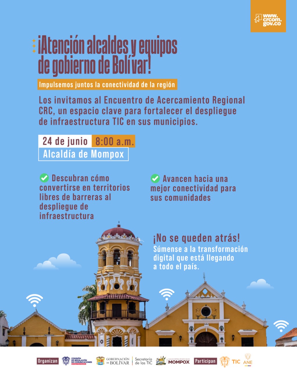 Invitación a Alcaldes y Equipos de Gobierno al Encuentro Acercamiento Regional CRC