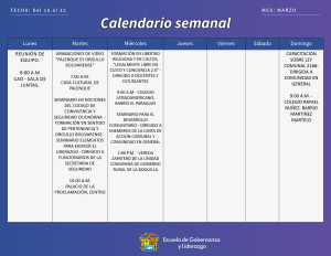 AGENDA ACTIVIDADES DEL 16 AL 22 DE MARZO DE 2026
