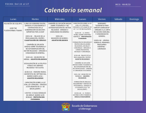 AGENDA ACTIVIDADES DEL 23 AL 27 DE MARZO DE 2026