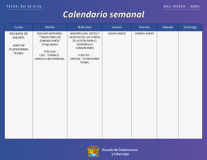 AGENDA ACTIVIDADES DEL 30 DE MARZO AL 03 DE ABRIL DE 2026