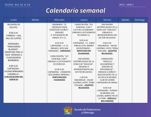 AGENDA ACTIVIDADES DEL 20 AL 24 DE ABRIL DE 2026