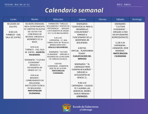 AGENDA ACTIVIDADES DEL 06 AL 11 DE ABRIL DE 2026