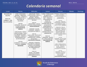 AGENDA ACTIVIDADES DE 11 AL 15 DE MAYO DE 2026