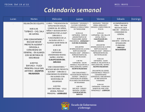 AGENDA ACTIVIDADES DE 19 AL 22 DE MAYO DE 2026