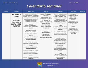 AGENDA ACTIVIDADES DE 09 AL 13 DE JUNIO DE 2026