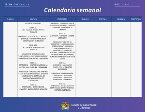 AGENDA ACTIVIDADES DE 09 AL 13 DE JUNIO DE 2026